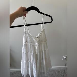 AKIRA White Sleeveless Tiered Babydoll Mini Dress